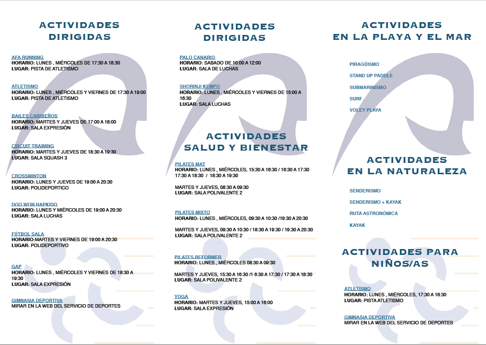 cartel actividades dirigidas