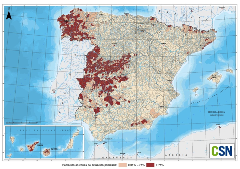 mapa españa del radon